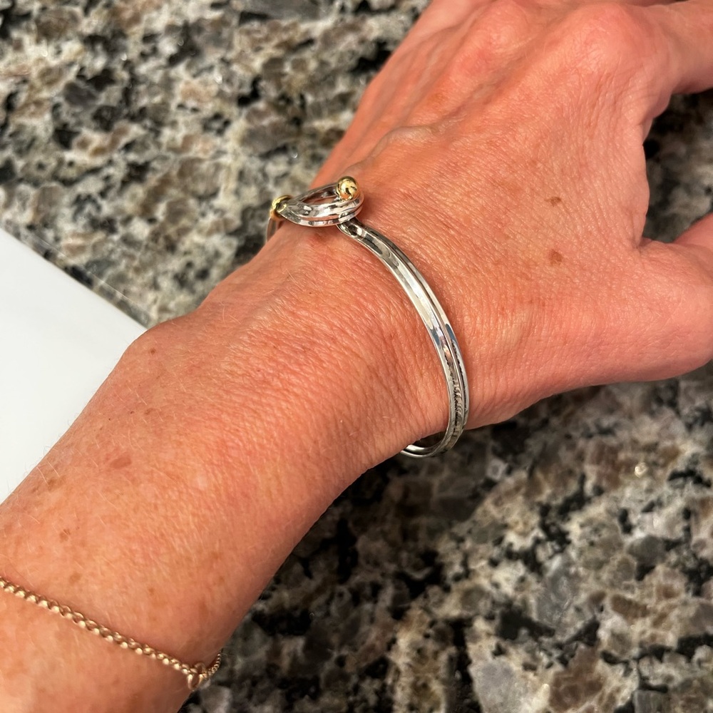 Tiffany & Co 18k Yellow Gold Hook & Eye Loop Sterling Silver Bracelet - Picture 8 of 11